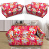 Red And Orange Hibiscus Hawaiian Print Loveseat Cover-grizzshop