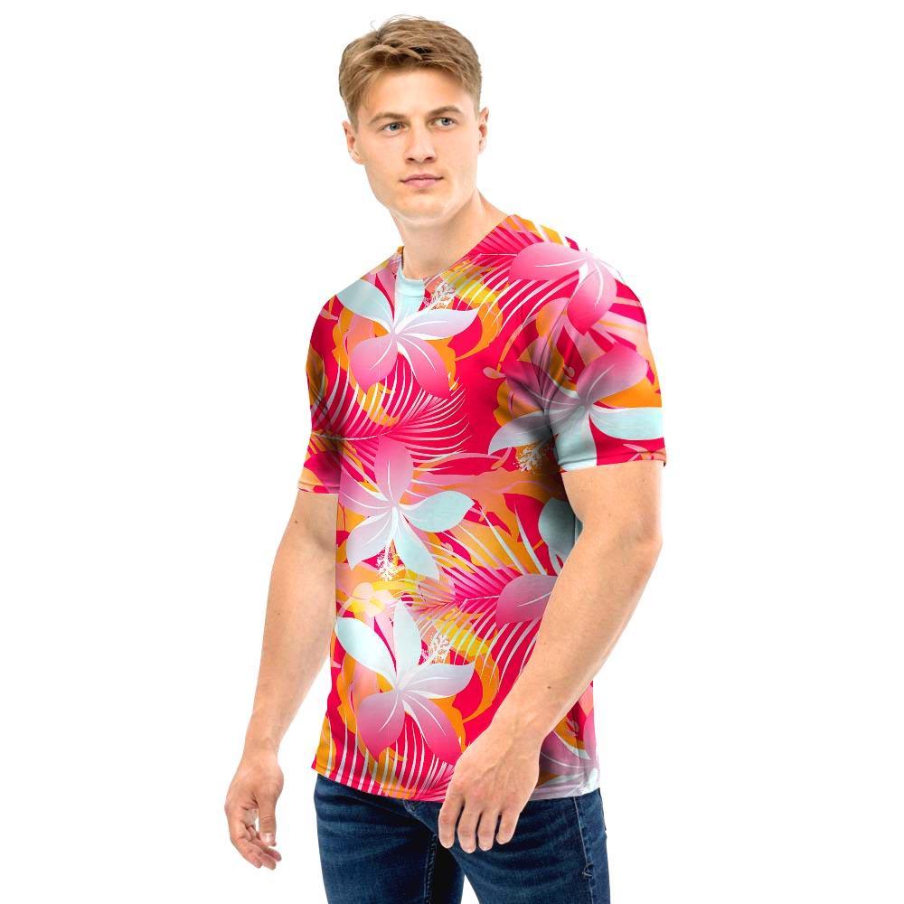 Red And Orange Hibiscus Hawaiian Print Men T Shirt-grizzshop