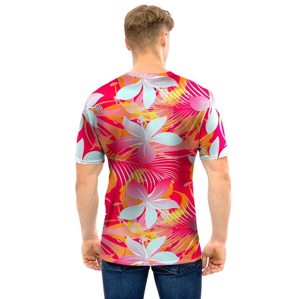 Red And Orange Hibiscus Hawaiian Print Men T Shirt-grizzshop