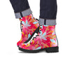 Red And Orange Hibiscus Hawaiian Print Men's Boots-grizzshop