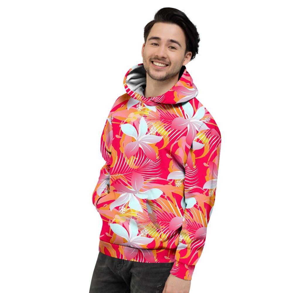 Red And Orange Hibiscus Hawaiian Print Men's Hoodie-grizzshop