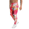 Red And Orange Hibiscus Hawaiian Print Men's Leggings-grizzshop