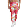 Red And Orange Hibiscus Hawaiian Print Men's Leggings-grizzshop