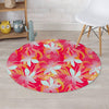 Red And Orange Hibiscus Hawaiian Print Round Rug-grizzshop