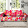 Red And Orange Hibiscus Hawaiian Print Sofa Cover-grizzshop