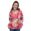 Red And Orange Hibiscus Hawaiian Print Women's Hoodie-grizzshop