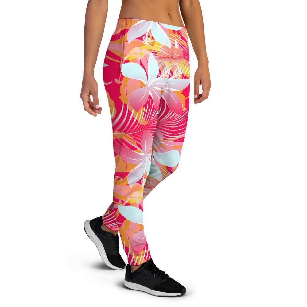 Red And Orange Hibiscus Hawaiian Print Women's Joggers-grizzshop