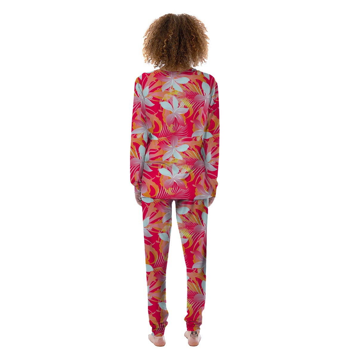 Red And Orange Hibiscus Hawaiian Print Women's Pajamas-grizzshop