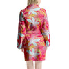 Red And Orange Hibiscus Hawaiian Print Women's Robe-grizzshop