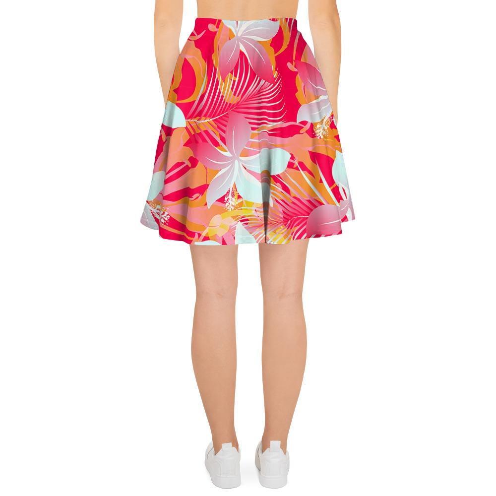 Red And Orange Hibiscus Hawaiian Print Women's Skirt-grizzshop