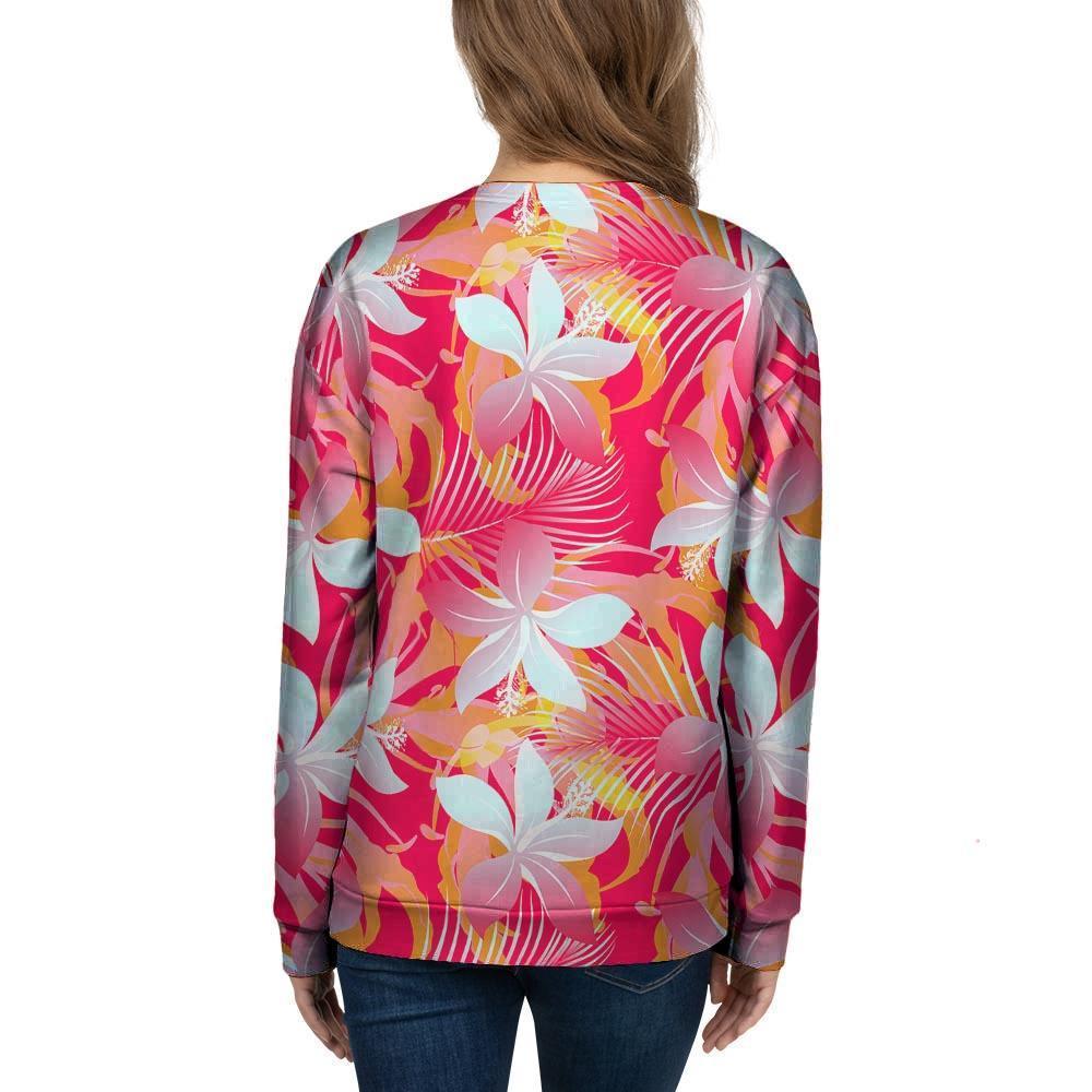 Red And Orange Hibiscus Hawaiian Print Women's Sweatshirt-grizzshop