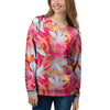 Red And Orange Hibiscus Hawaiian Print Women's Sweatshirt-grizzshop