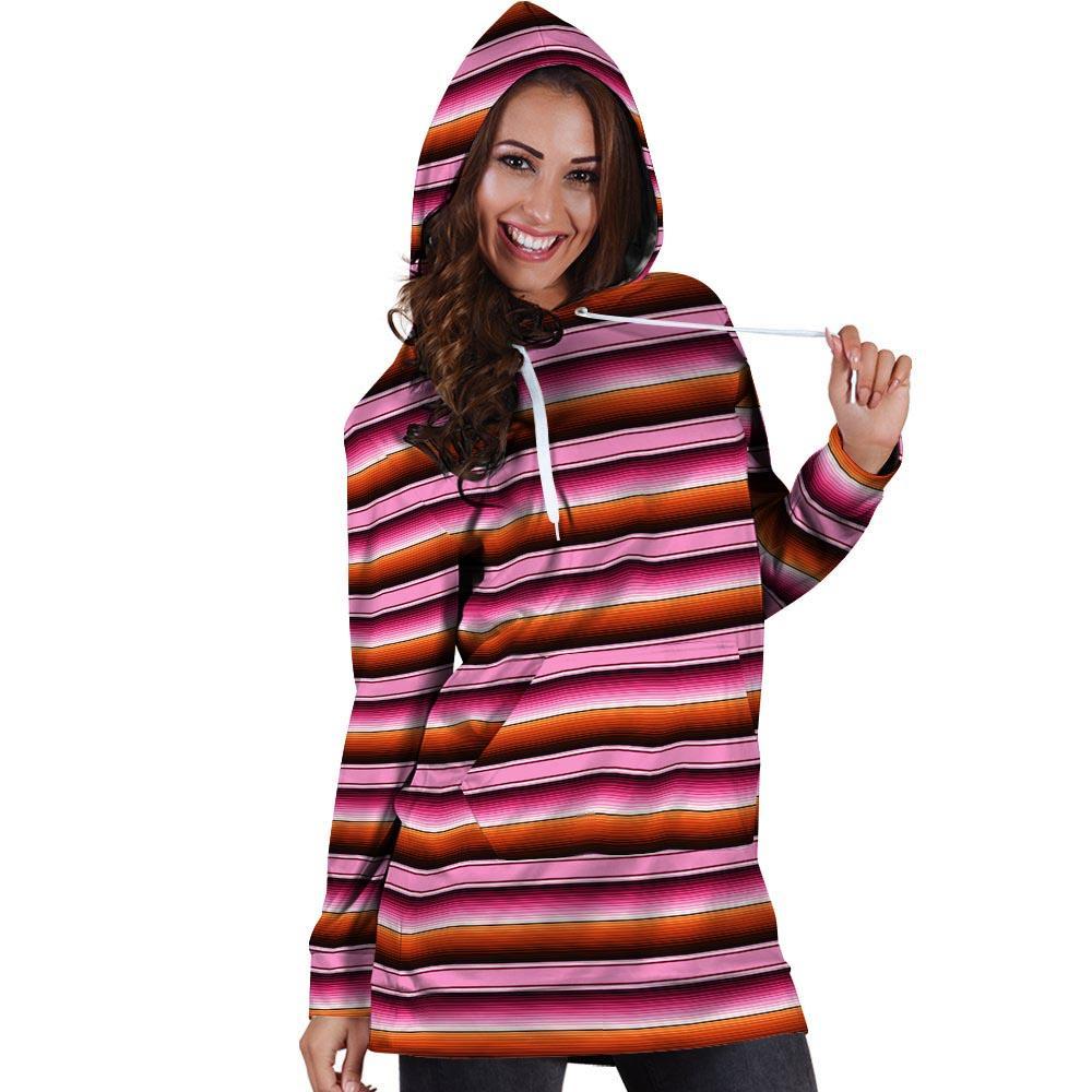 Red And Pink Mexican Baja Hoodie Dress-grizzshop