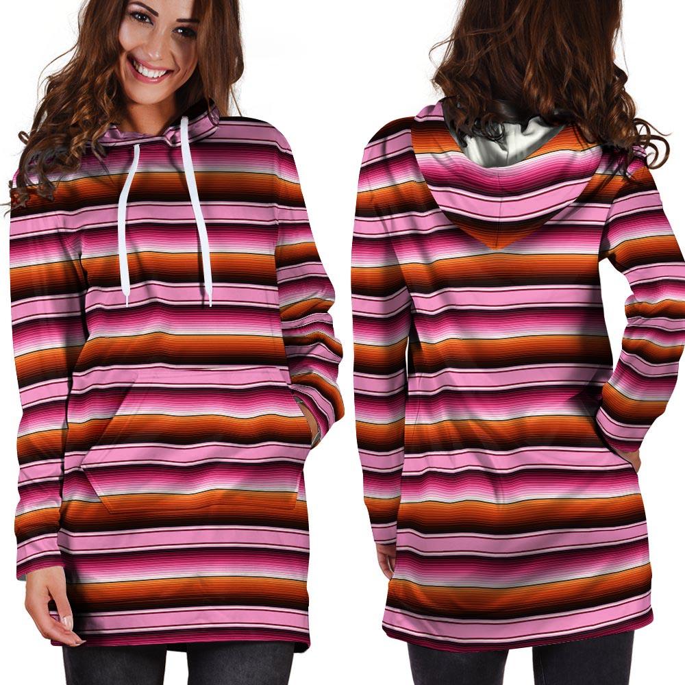 Red And Pink Mexican Baja Hoodie Dress-grizzshop