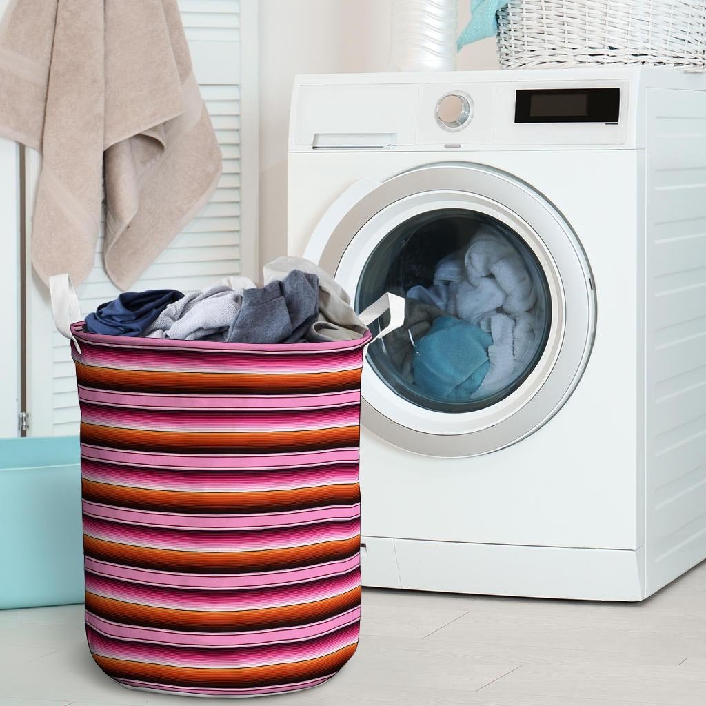 Red And Pink Mexican Baja Laundry Basket-grizzshop