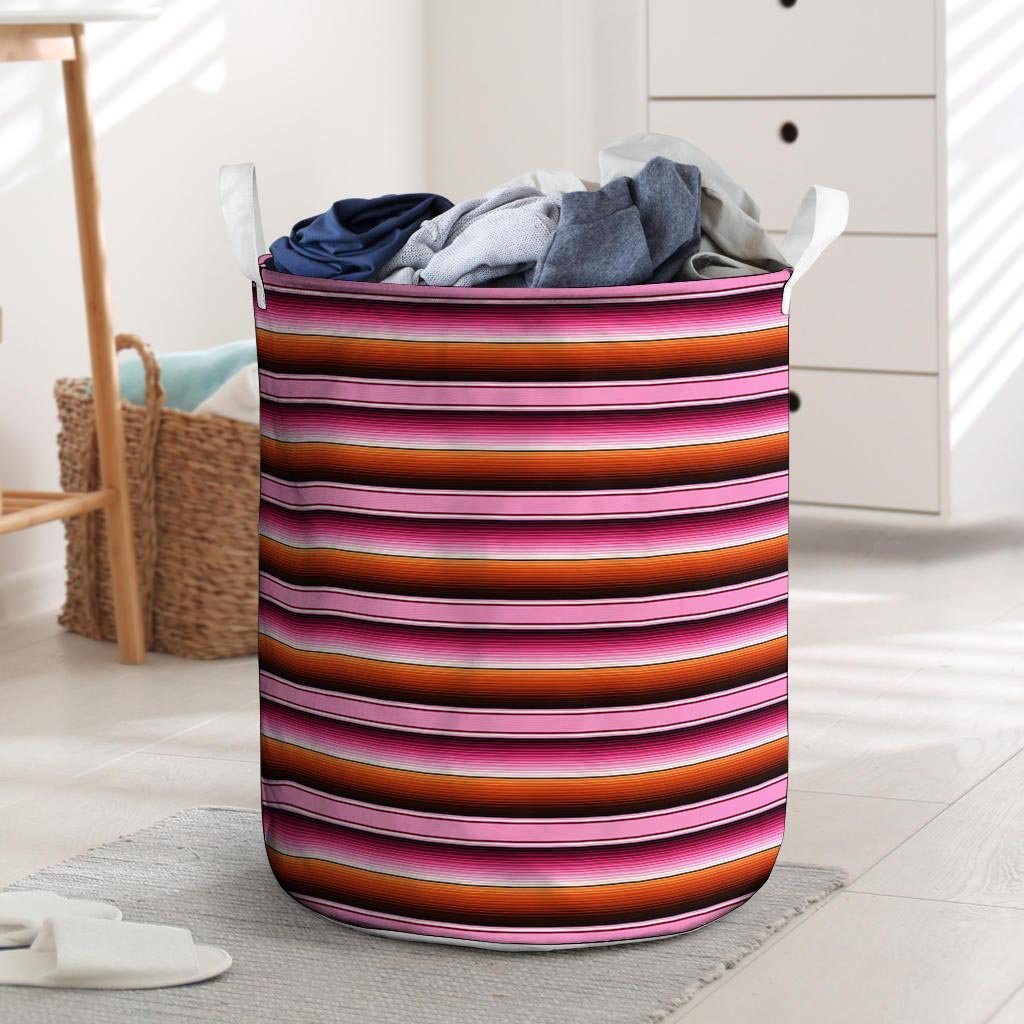 Red And Pink Mexican Baja Laundry Basket-grizzshop