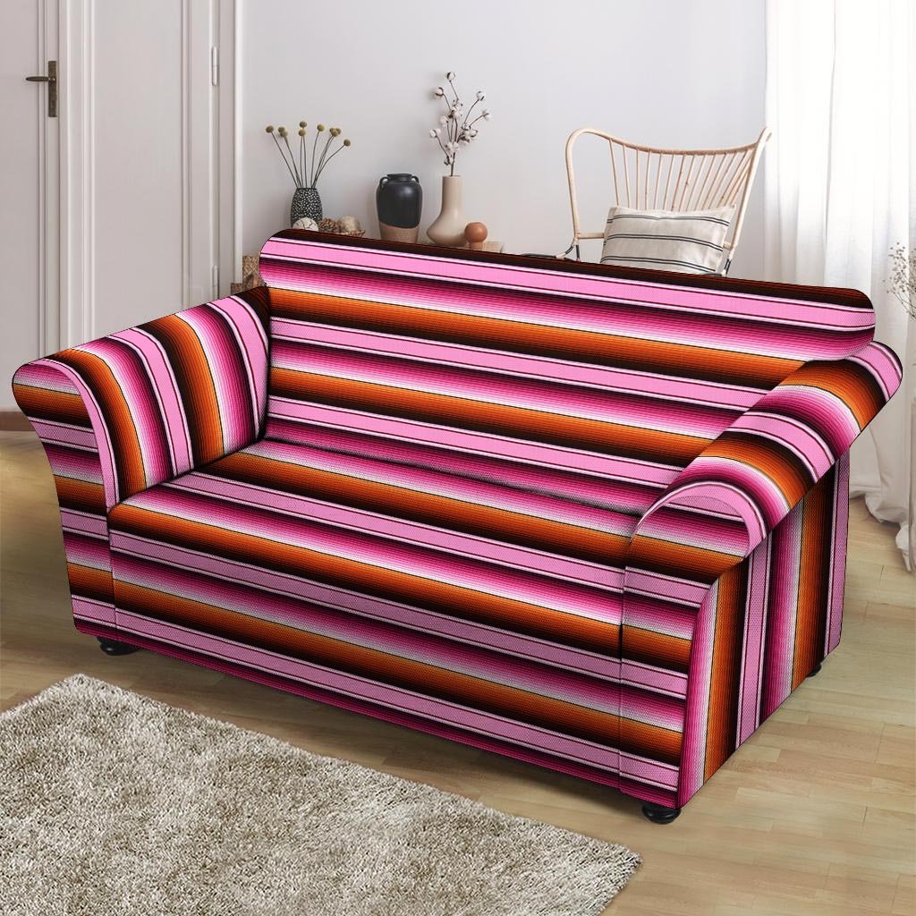 Red And Pink Mexican Baja Loveseat Cover-grizzshop