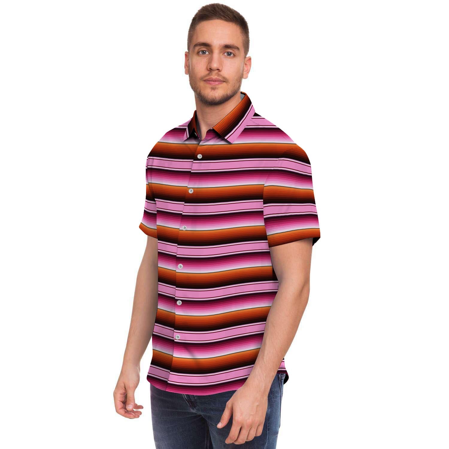 Red And Pink Mexican Baja Men's Short Sleeve Shirt-grizzshop