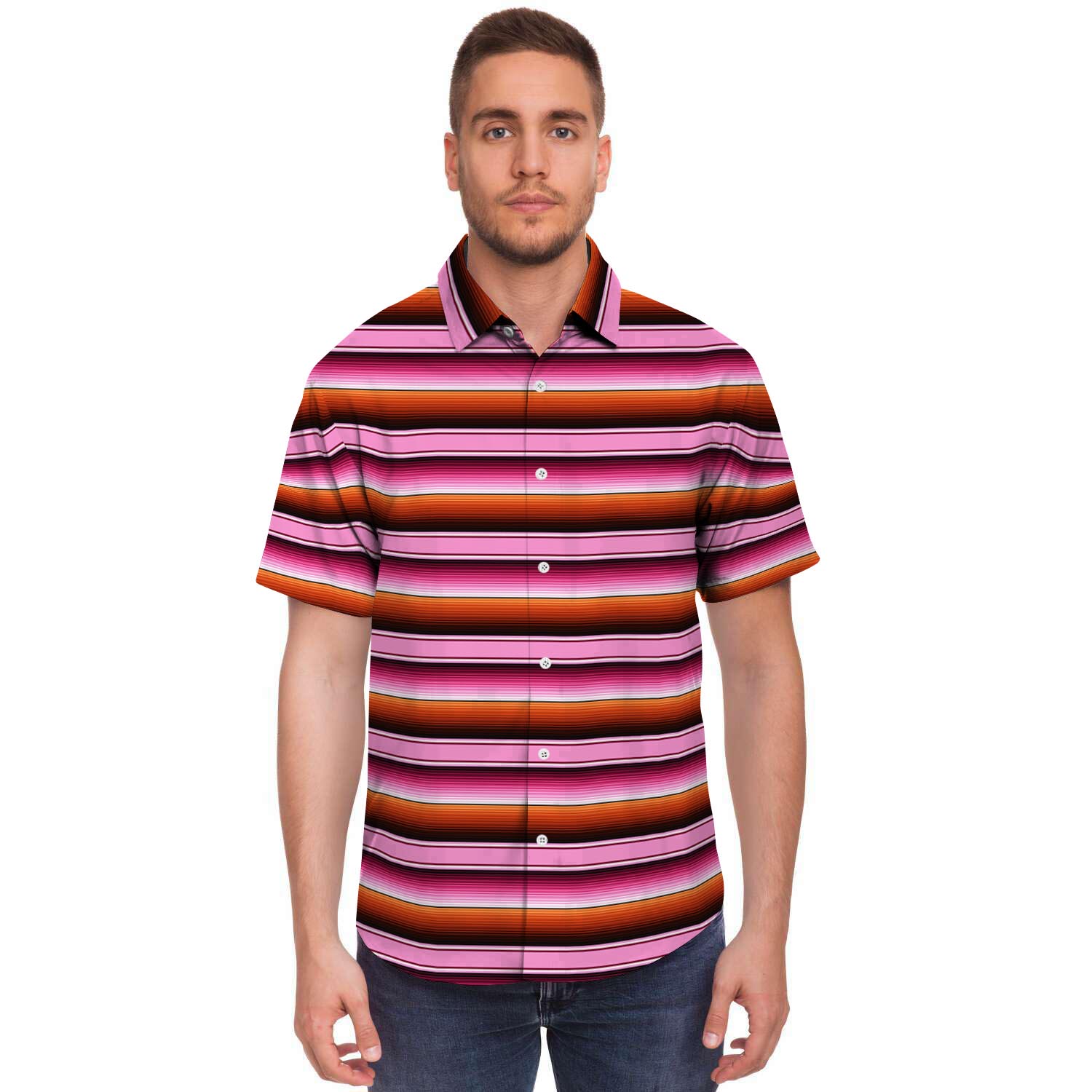 Red And Pink Mexican Baja Men's Short Sleeve Shirt-grizzshop