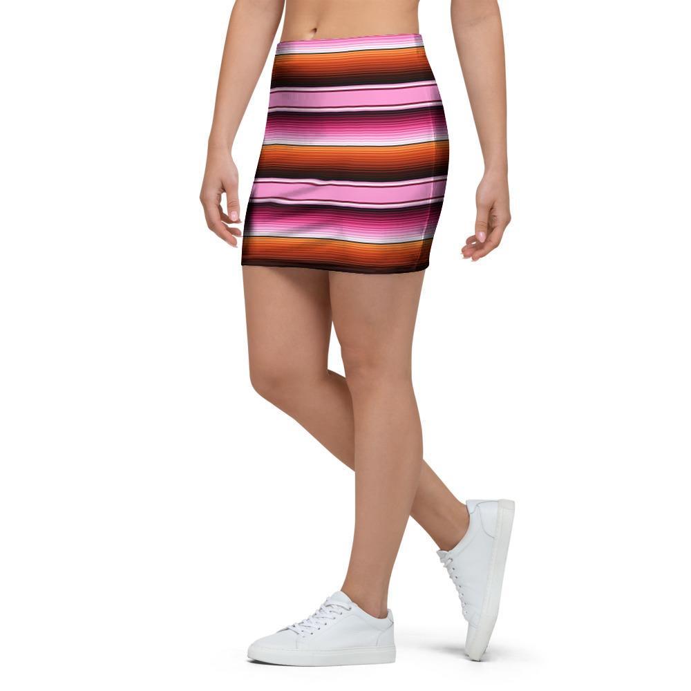 Red And Pink Mexican Baja Mini Skirt-grizzshop