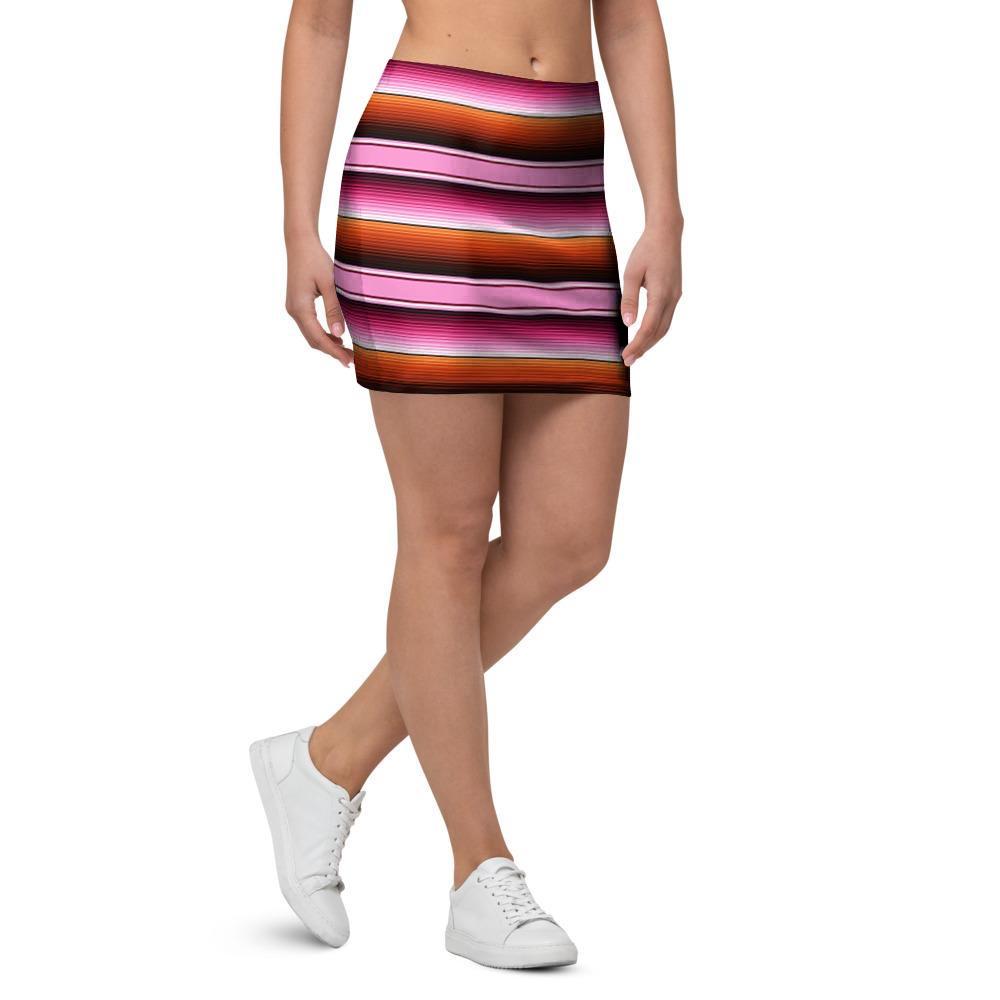 Red And Pink Mexican Baja Mini Skirt-grizzshop