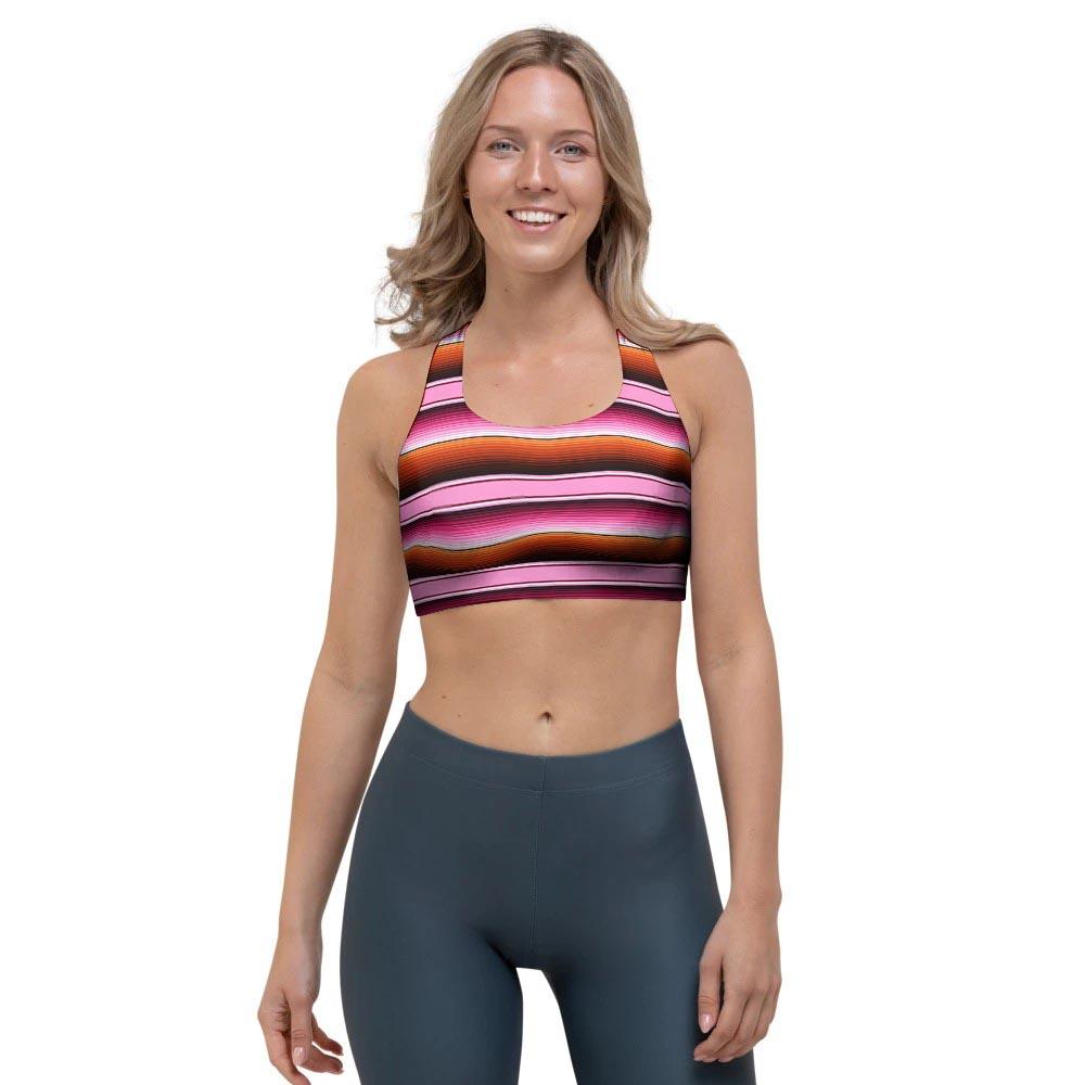 Red And Pink Mexican Baja Sports Bra-grizzshop
