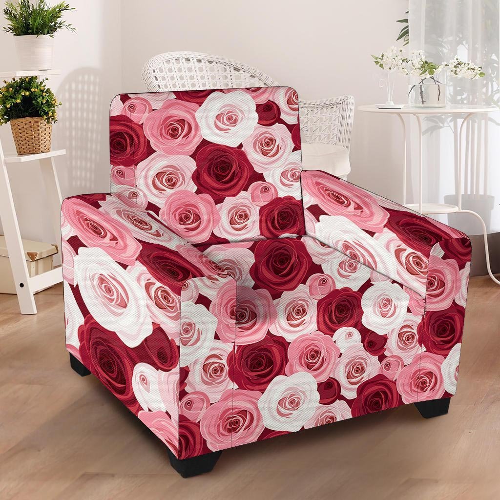 Red And Pink Rose Floral Armchair Cover-grizzshop