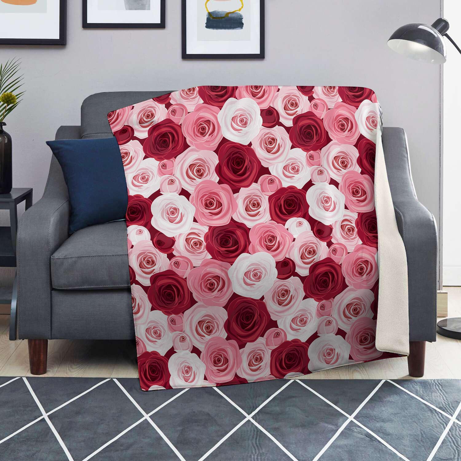 Red And Pink Rose Floral Blanket-grizzshop