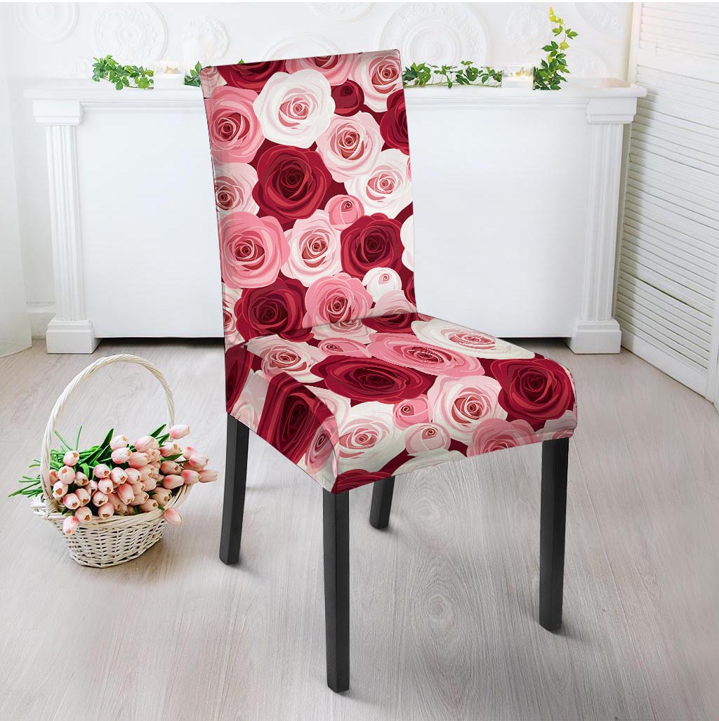 Red And Pink Rose Floral Chair Cover-grizzshop