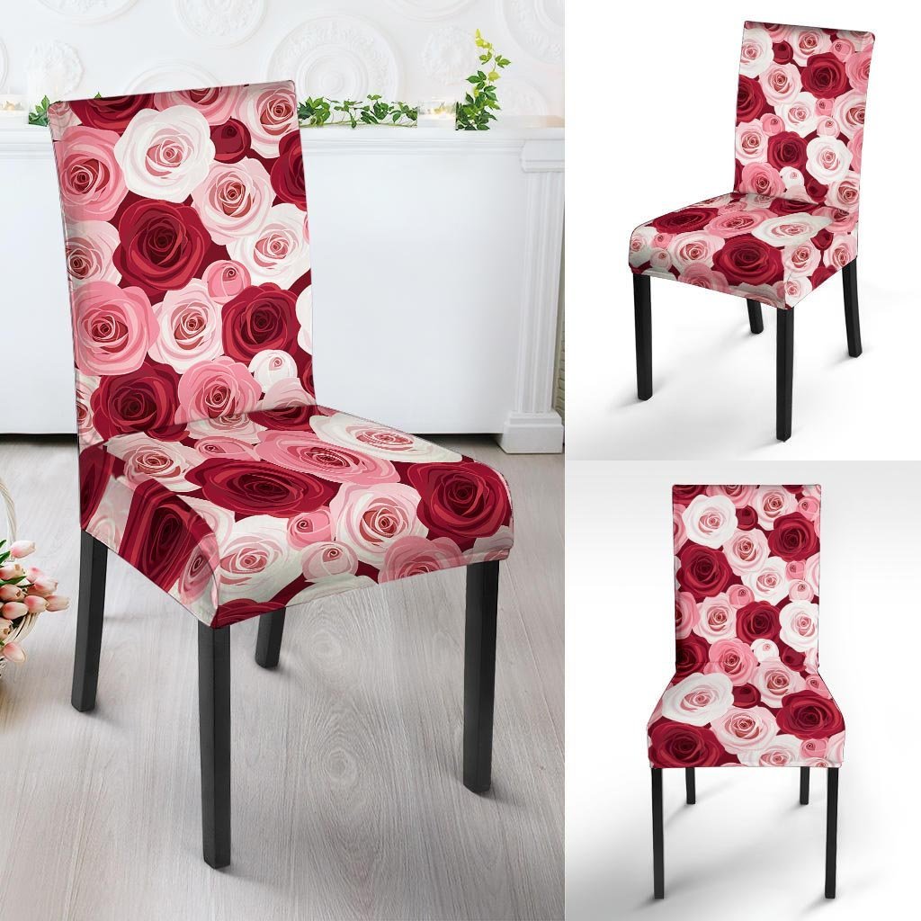 Red And Pink Rose Floral Chair Cover-grizzshop