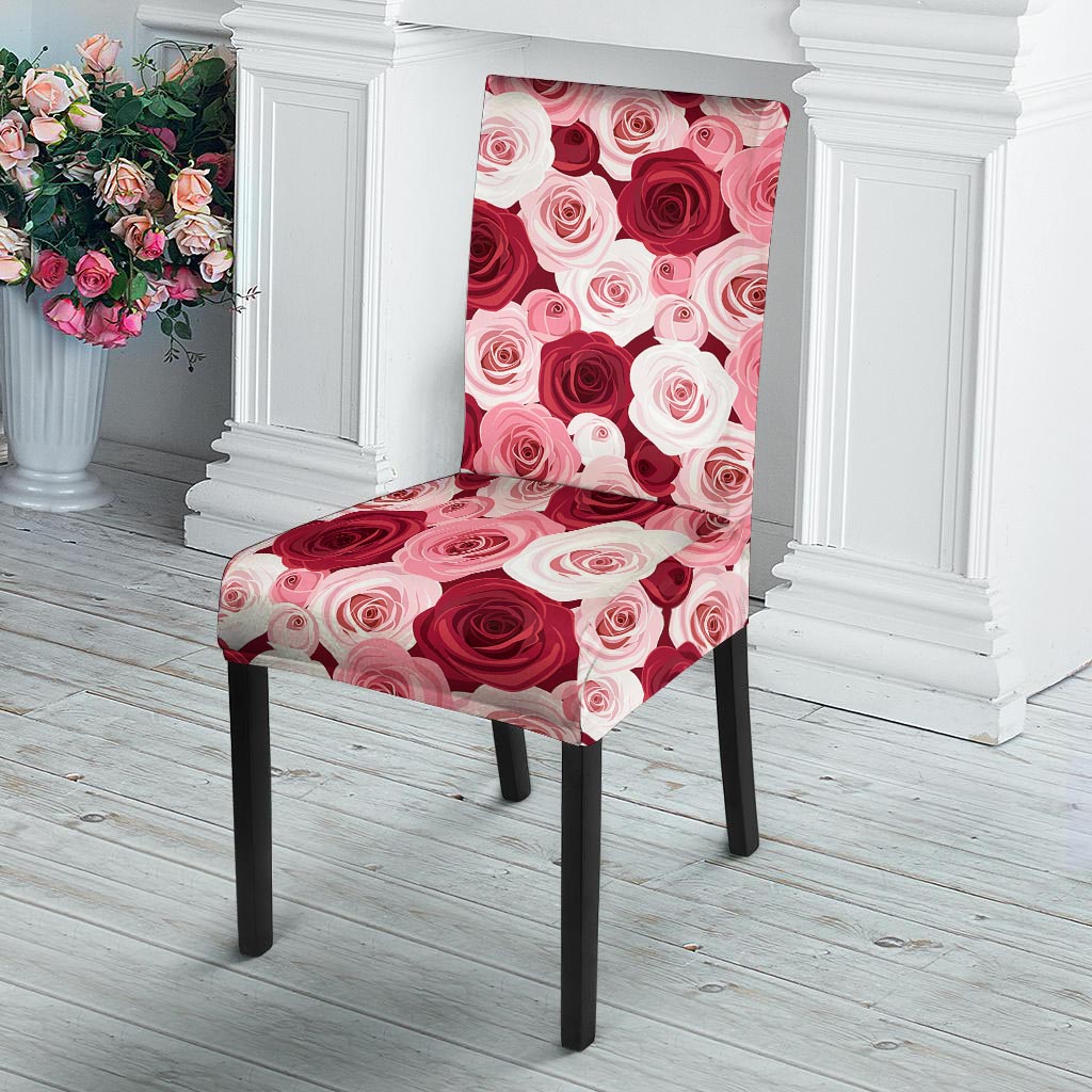 Red And Pink Rose Floral Chair Cover-grizzshop