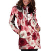 Red And Pink Rose Floral Hoodie Dress-grizzshop