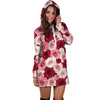 Red And Pink Rose Floral Hoodie Dress-grizzshop