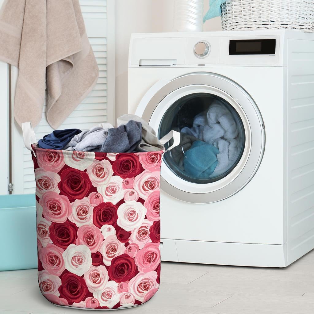 Red And Pink Rose Floral Laundry Basket-grizzshop