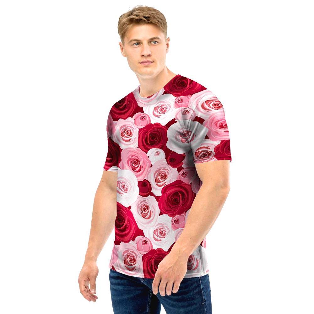 Red And Pink Rose Floral Men T Shirt-grizzshop