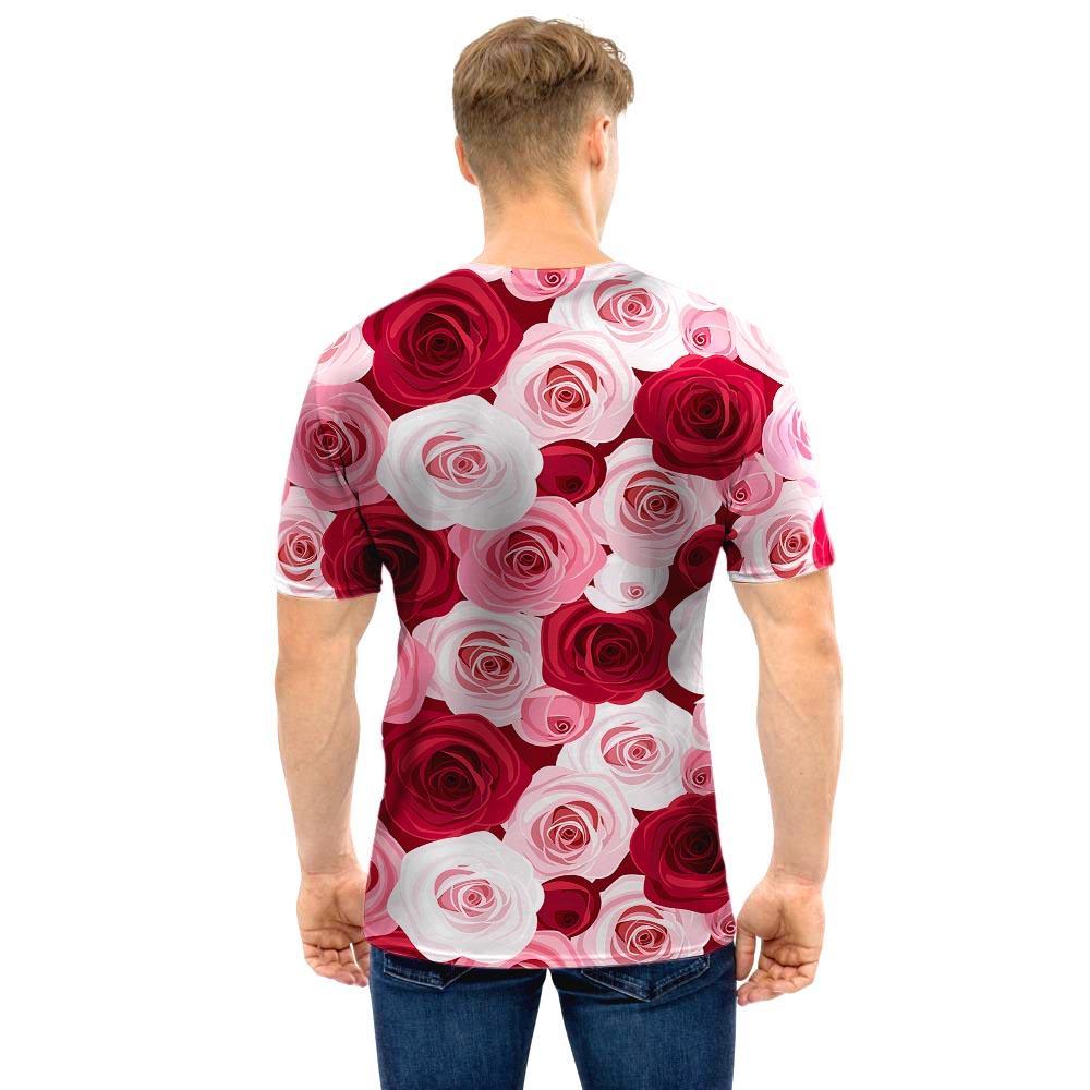 Red And Pink Rose Floral Men T Shirt-grizzshop