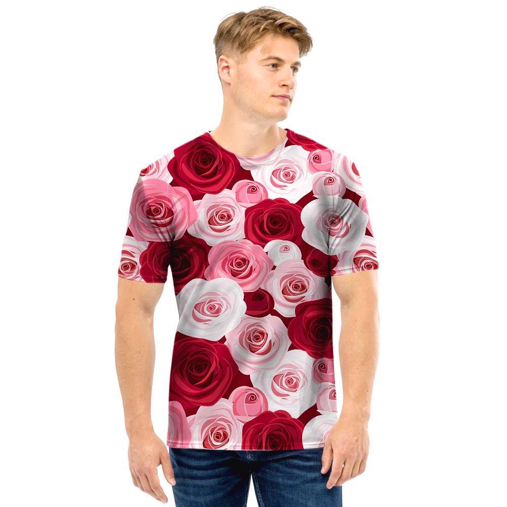 Red And Pink Rose Floral Men T Shirt-grizzshop