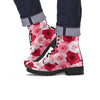 Red And Pink Rose Floral Men's Boots-grizzshop