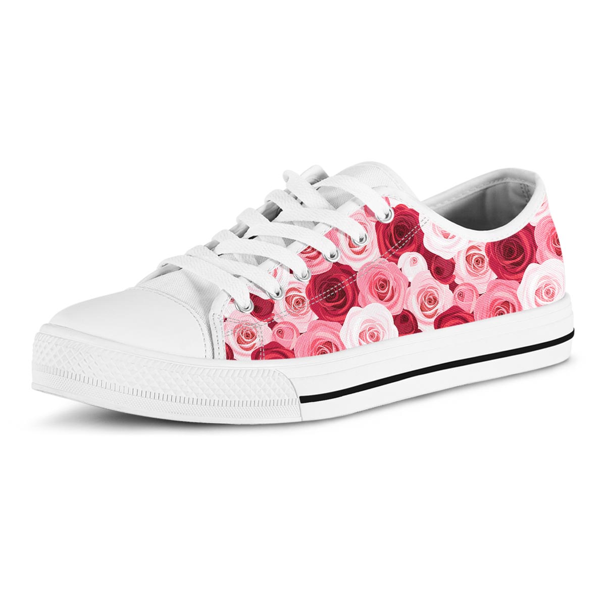 Red And Pink Rose Floral Men's Low Top Shoes-grizzshop