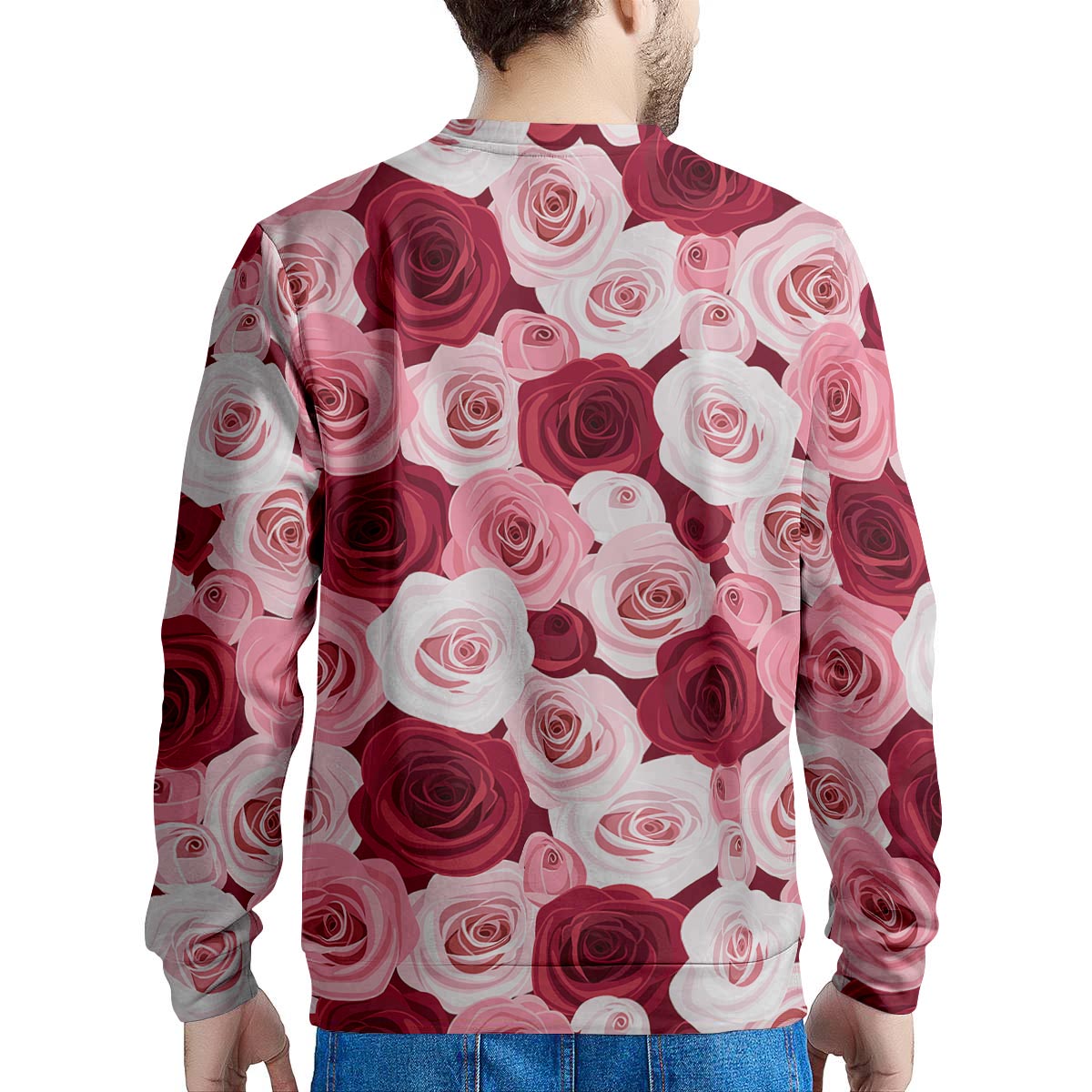 Red And Pink Rose Floral Men's Sweatshirt-grizzshop