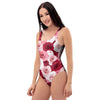 Red And Pink Rose Floral One Piece Swimsuite-grizzshop