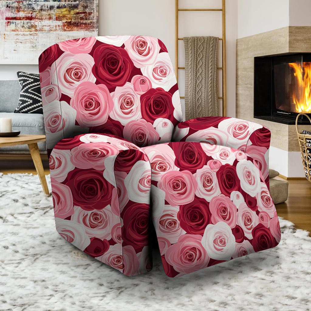 Red And Pink Rose Floral Recliner Cover-grizzshop