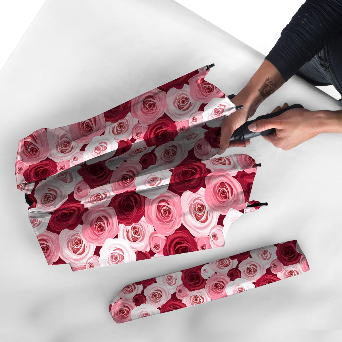 Red And Pink Rose Floral Umbrella-grizzshop