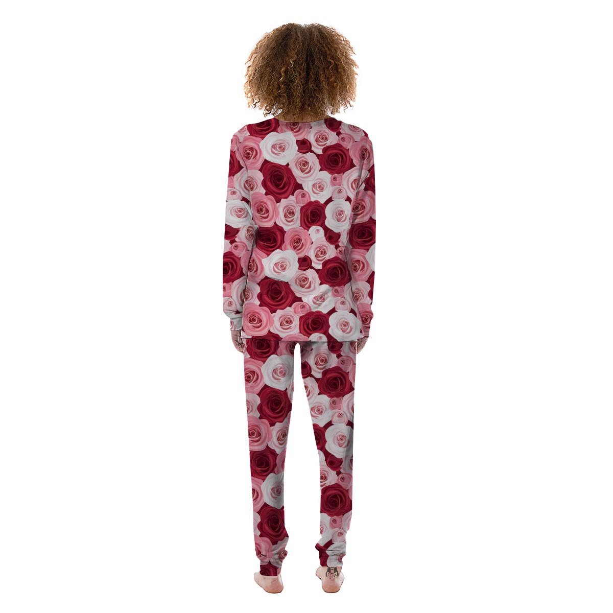 Red And Pink Rose Floral Women's Pajamas-grizzshop