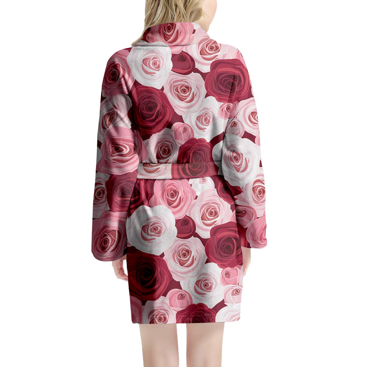 Red And Pink Rose Floral Women's Robe-grizzshop