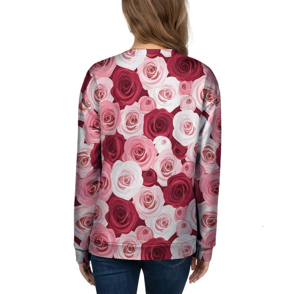 Red And Pink Rose Floral Women's Sweatshirt-grizzshop