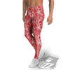 Red And White Chinese Tiger Print Pattern Men's Leggings-grizzshop