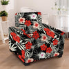 Red And White Hibiscus Flowers Hawaiian Print Armchair Cover-grizzshop