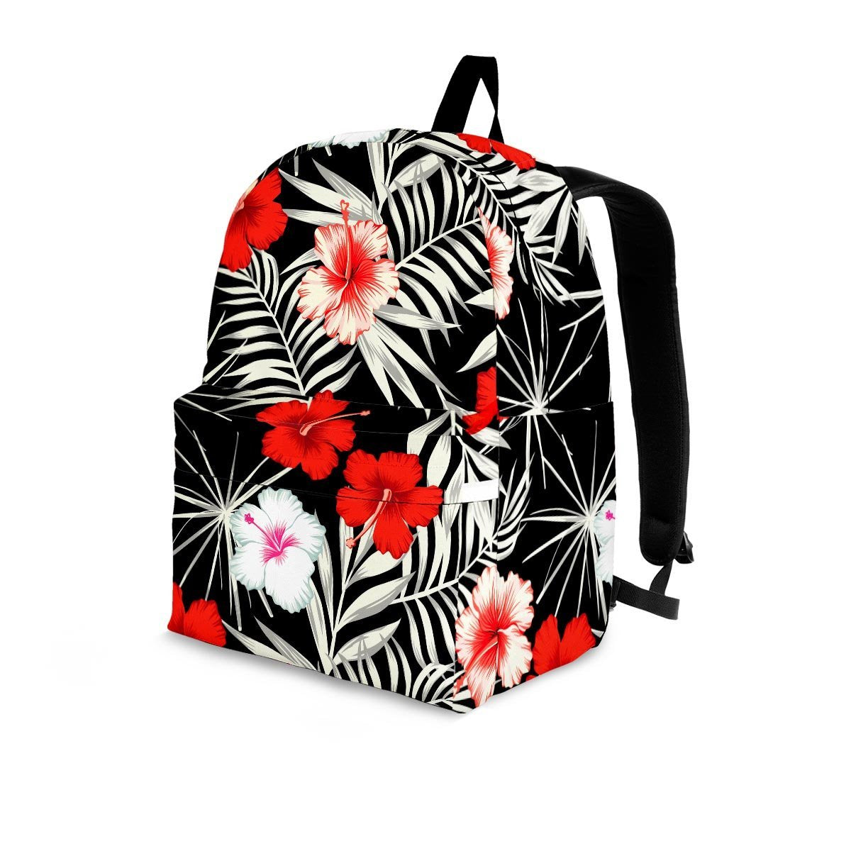 Red And White Hibiscus Flowers Hawaiian Print Backpack-grizzshop