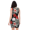 Red And White Hibiscus Flowers Hawaiian Print Bodycon Dress-grizzshop